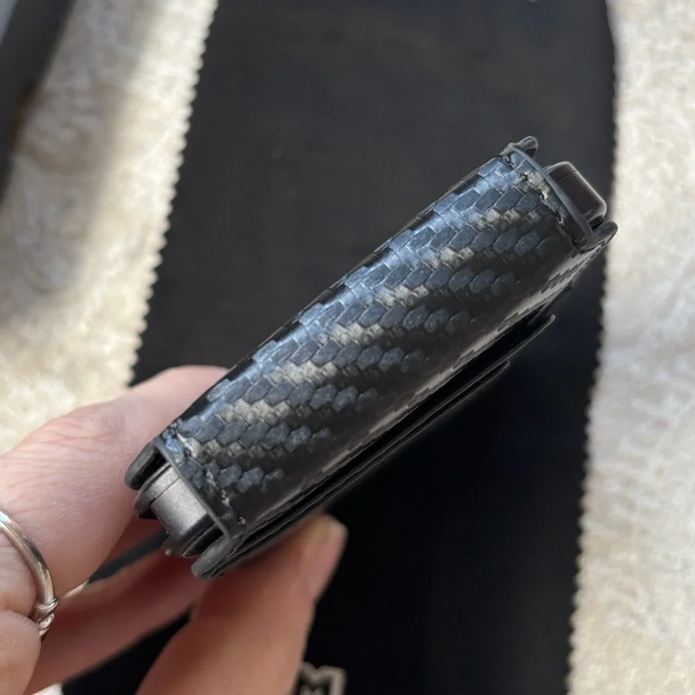 Brand New Muradin Black Carbon Fiber Minimalist Wallet RFID Blocking Card Holder